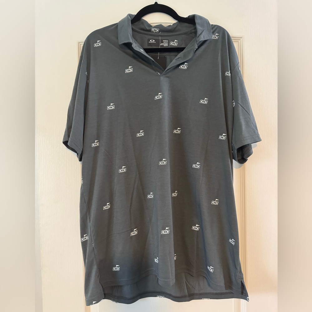 Oakley Dark Gray Polo Shirt with Logo Pattern